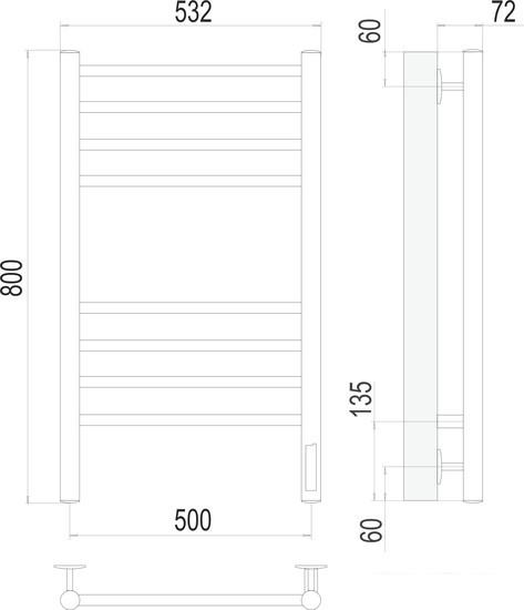 Полотенцесушитель TERMINUS Аврора П8 500x800 КС 9003 электро - фото