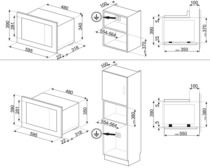 Микроволновая печь Smeg FMI120G - фото