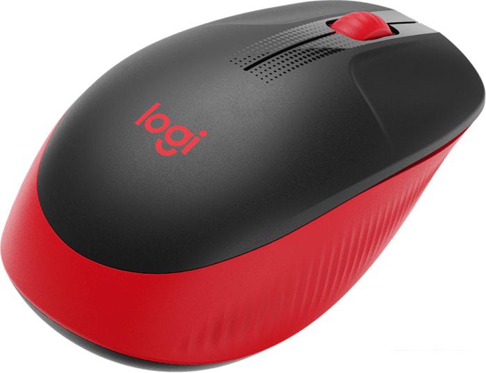 Мышь Logitech M190 (черный/красный) - фото