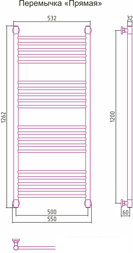 Полотенцесушитель Сунержа Богема+ 1200x500 00-0220-1250 - фото