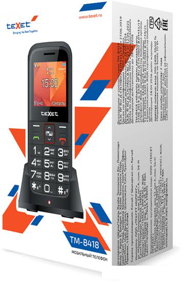Мобильный телефон TeXet TM-B418 (красный) - фото