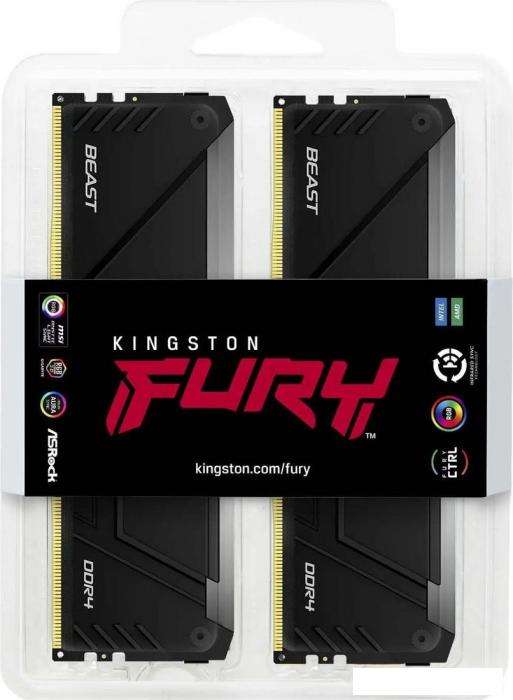 Оперативная память Kingston FURY Beast RGB 4x16ГБ DDR4 3600 МГц KF436C18BB2AK4/64 - фото