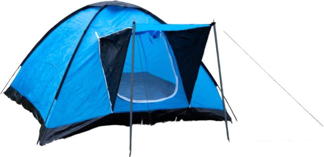 Треккинговая палатка КомфортПром На 4 персоны с крышей SDH103 (синий) - фото