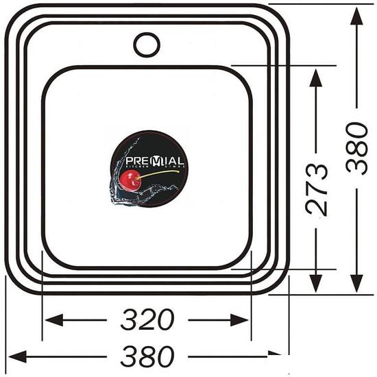 Кухонная мойка Premial 3838 0.6мм (матовый) - фото