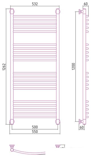 Полотенцесушитель Сунержа Богема+ выгнутая 1200х500 00-0221-1250 - фото