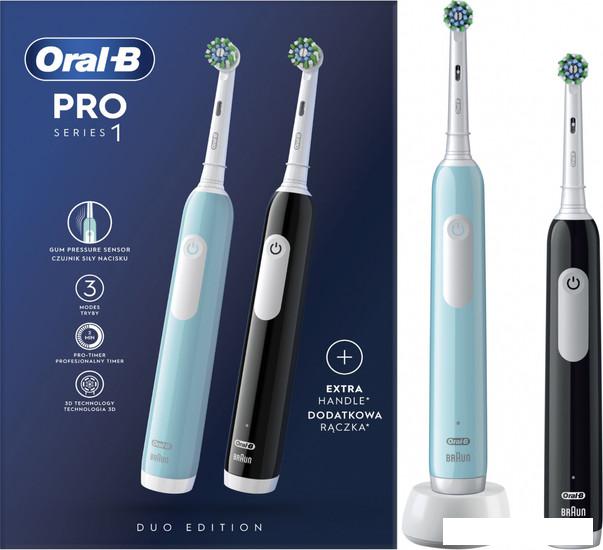 Комплект зубных щеток Oral-B Pro Series 1 D305.523.3H (2 шт, черный/бирюзовый) - фото