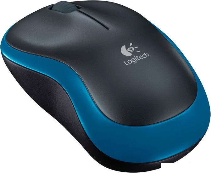 Мышь Logitech M185 (черный/синий) - фото