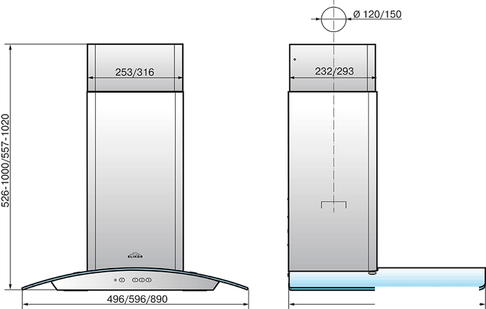 Кухонная вытяжка Elikor Аметист 90Н-650-К3Д (нержавеющая сталь) - фото