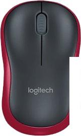 Мышь Logitech M185 (черный/красный) - фото