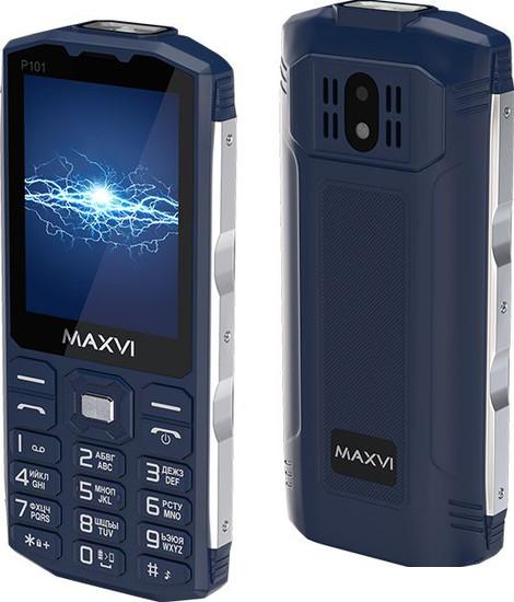 Кнопочный телефон Maxvi P101 (синий) - фото