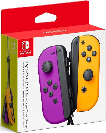 Геймпад Nintendo Joy-Con (неоновый фиолетовый/неоновый оранжевый) - фото