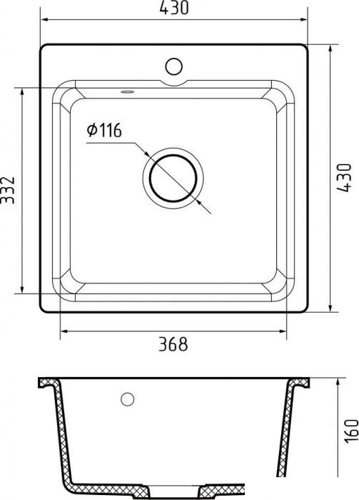 Кухонная мойка GranFest Smart 430 (черный) - фото