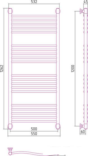 Полотенцесушитель Сунержа Флюид+ 1200x500 00-0222-1250 - фото