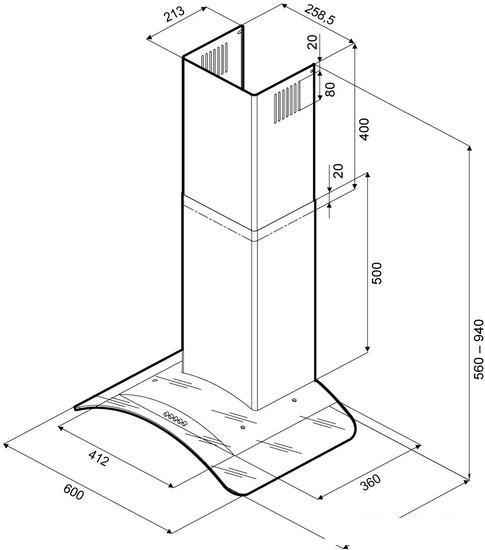 Кухонная вытяжка Krona Sabrina 600 Inox/Glass Push Button - фото