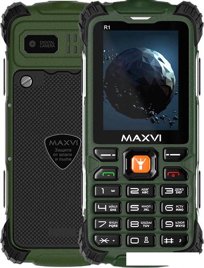 Кнопочный телефон Maxvi R1 (зеленый) - фото
