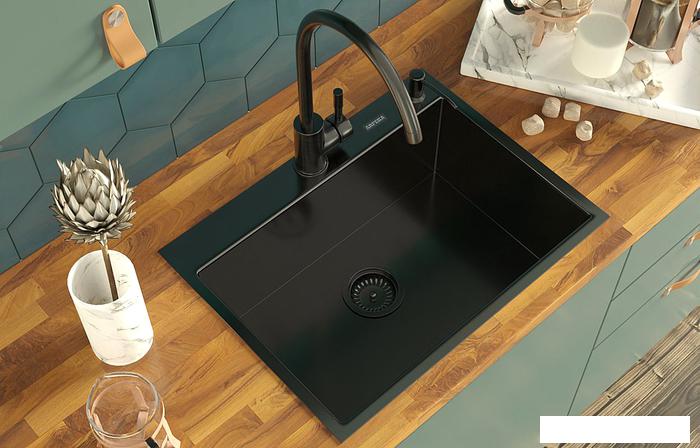 Кухонная мойка ARFEKA Eco AR 600*450 Black PVD Nano - фото