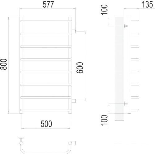 Полотенцесушитель TERMINUS Стандарт П8 500x800 бп 600 - фото