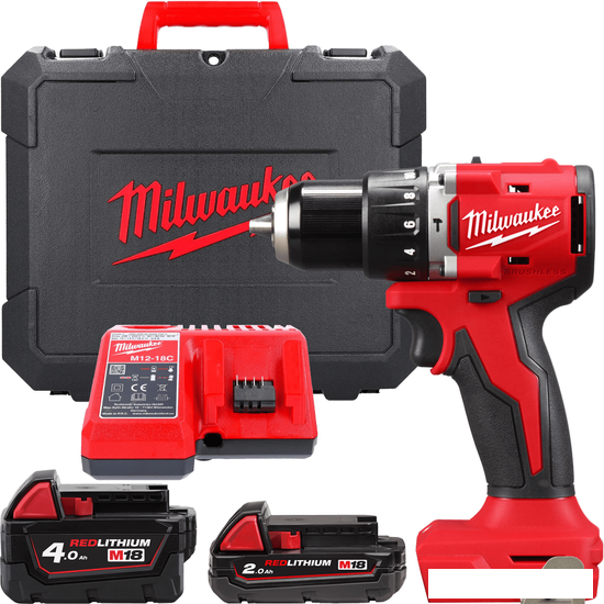 Ударная дрель-шуруповерт Milwaukee M18 M18BLPDRC-422C 4933492825 (с 2-мя АКБ 2 Ач + 4 Ач, кейс) - фото