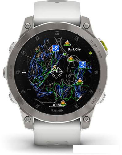 Умные часы Garmin Epix Sapphire Gen 2 (серебристый титан/белый) - фото
