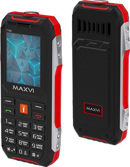 Кнопочный телефон Maxvi T100 (красный) - фото