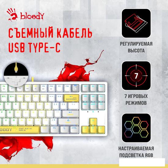 Клавиатура A4Tech Bloody S87 Energy White (Bloody BLMS Red Plus) - фото