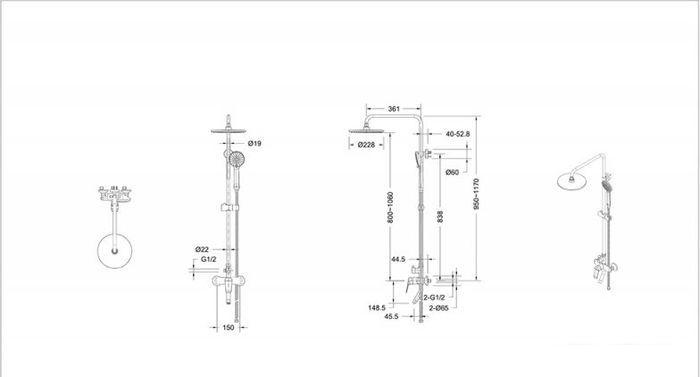 Душевая система  Bravat Rhein F6429564BW-A-ENG - фото