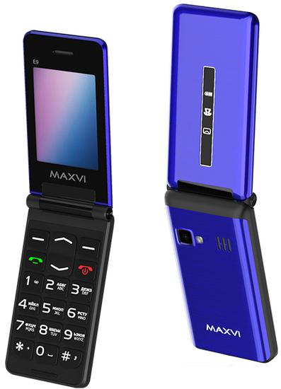 Кнопочный телефон Maxvi E9 (синий) - фото