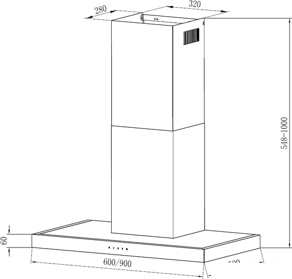 Кухонная вытяжка Krona RUT 900 inox 3P-S - фото