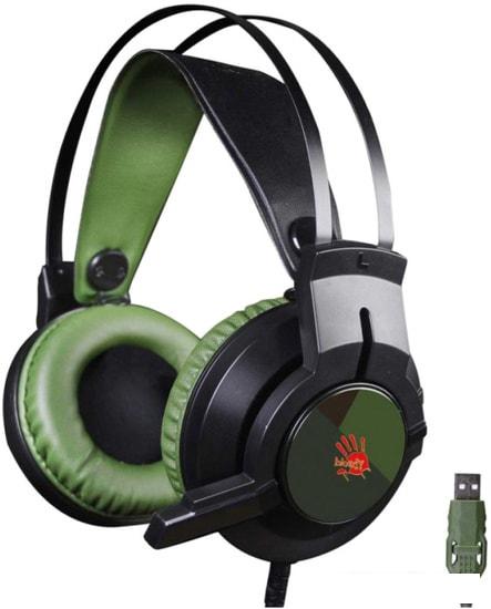 Наушники с микрофоном A4Tech Bloody J450 (черный/зеленый) - фото
