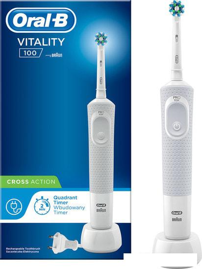 Электрическая зубная щетка Braun Oral-B Vitality 100 Cross Action D100.413.1 (белый) - фото