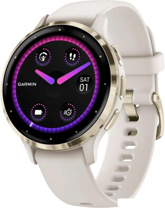 Умные часы Garmin Venu 3S (слоновая кость, с силиконовым ремешком) - фото