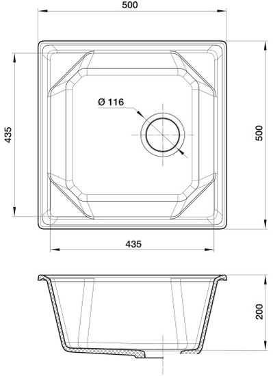 Кухонная мойка GranFest GF-U-500 (белый) - фото