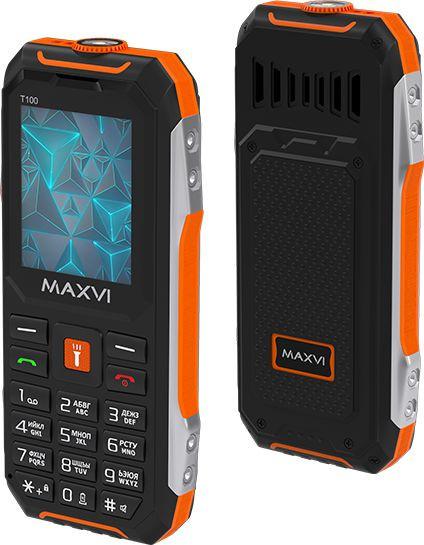 Кнопочный телефон Maxvi T100 (оранжевый) - фото