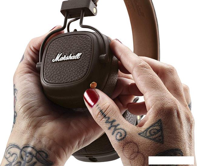 Наушники с микрофоном Marshall Major III Bluetooth (коричневый) - фото