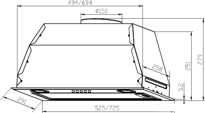 Кухонная вытяжка LEX GS Bloc P 600 (слоновая кость light) - фото